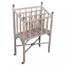 Rolling Chinoiserie painted bamboo magazine rack